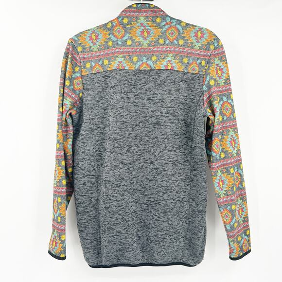 Simple Southern Women Aztec Turtle Seahorse Print Fleece Quarter Snap Pullover M - Picture 8 of 8